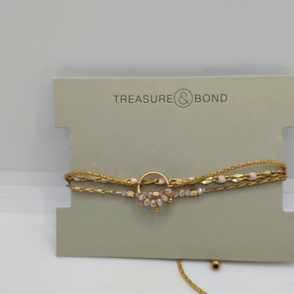 Nordstrom's Treasure & Bond slider bracelets- set of 3-gold color- whitel beads